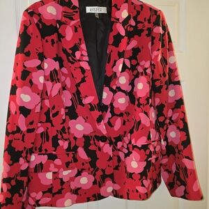 Kasper Black Blazer with Hot Pink & Light Pink Floral Print